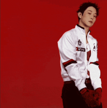 a man in a white jacket with the words i 'm sorry to your ovaries