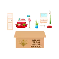 a box that says dream team movers we pack