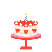a birthday cake with a candle on top and the words happy birthday written around it