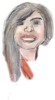 a drawing of a woman 's face with a smile on her face