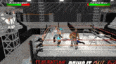 a video game shows a federation wrestling match between kennikuman and hatsune miku