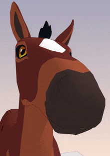 a close up of a horse 's face with a white spot on its forehead