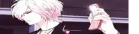 a man with pink hair is holding a pink cellphone