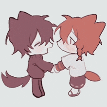 a drawing of two anime characters kissing each other .