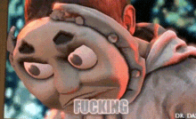 a cartoon character has the word fucking written on his face