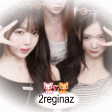 a picture of three girls with the name 2reginaz on the bottom right