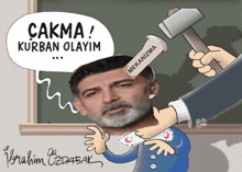 a cartoon of a man holding a hammer that says mekanisma on it