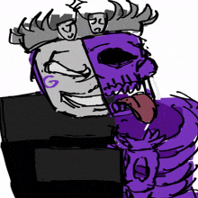 a drawing of a purple monster with a g on it 's head