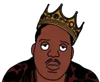 a cartoon drawing of a man wearing a crown on his head