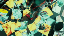 a person 's feet are surrounded by a kaleidoscope of images