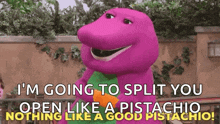 a cartoon character says i 'm going to split you open like a pistachio