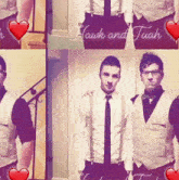 a collage of photos of two men with the words hawk and tuah on the bottom