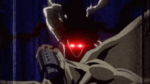 a couple of people are fighting each other in a dark room in a cartoon .
