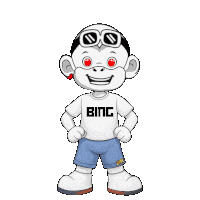 a cartoon character wearing a shirt that says bing on it