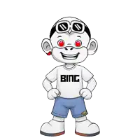 a cartoon character wearing a shirt that says bing on it