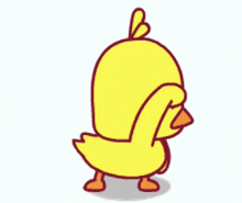 a cartoon duck is pointing at something with the words is twey here written below it