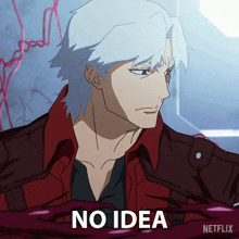 a picture of a man with white hair and the words no idea