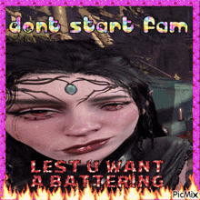 a picture of a woman with the words " lestu want a battering " on it