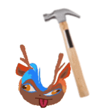 a drawing of a deer with a hammer on it