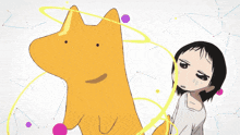 three anime girls are standing next to each other and pointing at each other