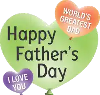 a green heart shaped balloon that says happy father 's day on it