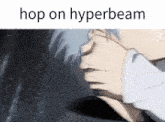 a picture of a person with the words hop on hyperbeam on the bottom