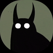 a cartoon drawing of a bat with red eyes