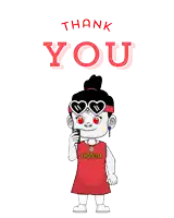 a cartoon girl wearing sunglasses and a shirt that says ' zhoucita ' on it