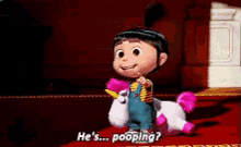 hes pooping despicable me agnes poop busy