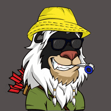 a cartoon drawing of a lion wearing a hat and sunglasses