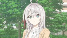 a gif of a girl with white hair and the words cici gif