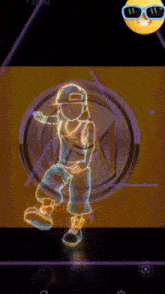 a video of a person dancing with a smiley face behind them