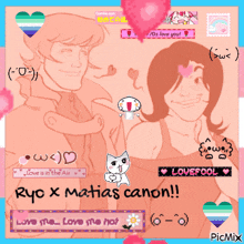 a picture of a man and a woman with the words ryo x matias canon at the bottom