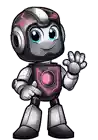 a cartoon illustration of a robot waving at the camera on a white background .