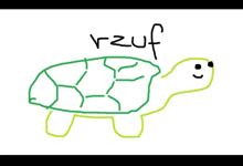 a drawing of a turtle with the name rzuf written on the bottom