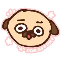 a sticker of a pug with the words " a for afford " on it