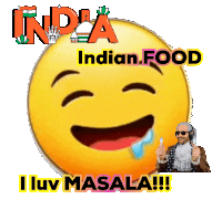 an advertisement for india indian food with a smiley face on it