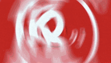 a red background with a white letter r in the middle