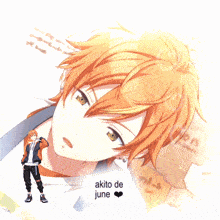 a picture of akito de june with a yellow flower in the background