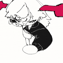 a drawing of a man with a red arrow pointing to the right
