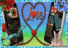 a picture of two cell phones with the word love on it