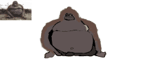 a drawing of a gorilla with a picture of a gorilla behind it