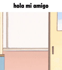 a picture of a girl with blue hair and the words hola mi amigo above her