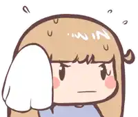 a cartoon drawing of a girl wiping her forehead