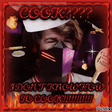 a picture of a man wearing a mask that says " cook " on it