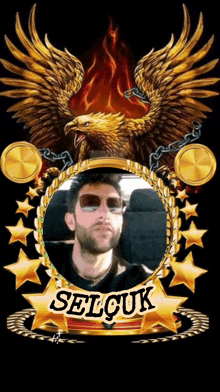 a picture of a man in a car with the name selcuk