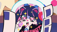 a cartoon character with a shirt that says " sweet "