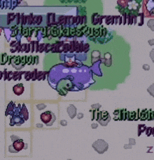 a screenshot of a video game with a whale and a dragon among others