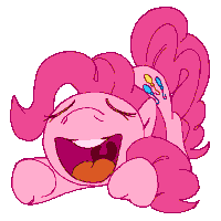 pinkie pie from my little pony is laughing with her mouth open