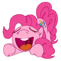 pinkie pie from my little pony is laughing with her mouth open
